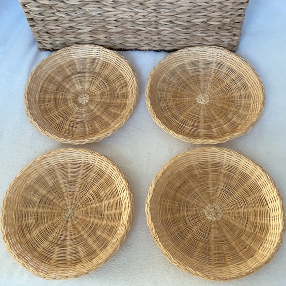 Dining 4 Vintage Wicker Picnic Paper Plate Holders Boho Poshmark